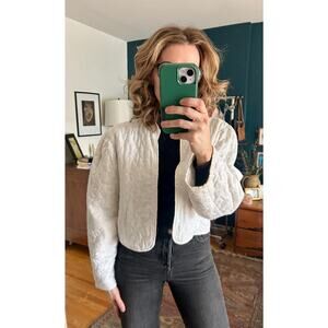 Vintage 1970's Quilted White Cropped Jacket Sz Small | Prairiecore Cottagecore